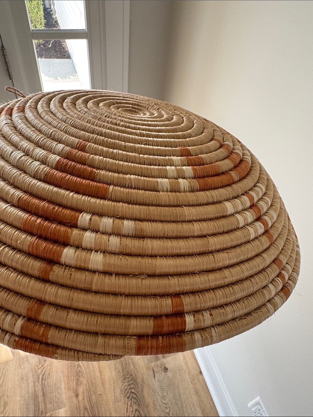 Fair Trade Handwoven Decorative Woven Wall Basket - Tan & Rust - Picture 10 of 10